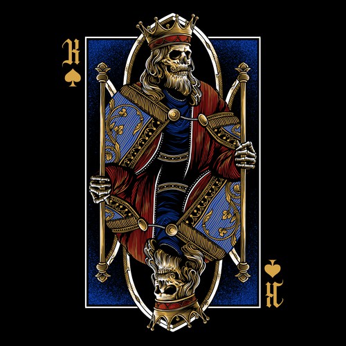 Playing card design with the title 'King of Spades Skull design'