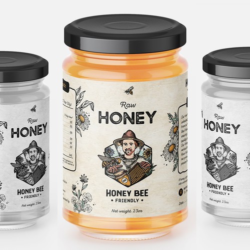 Botanical label with the title 'Botanical Honey Label'