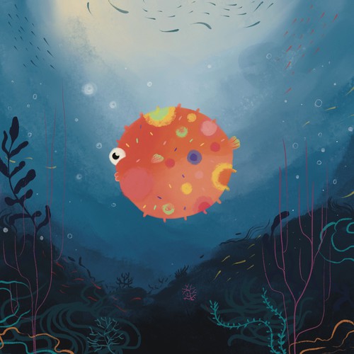 Ocean artwork with the title 'Book illustration '