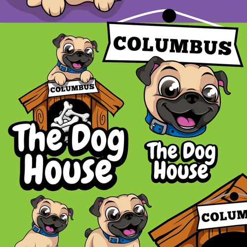 Cartoon design with the title 'dog business '