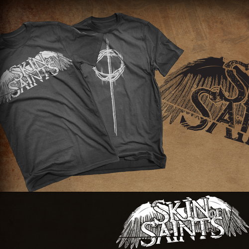 Rolling stone logo with the title 'Skin of saints - Hard rock band.'