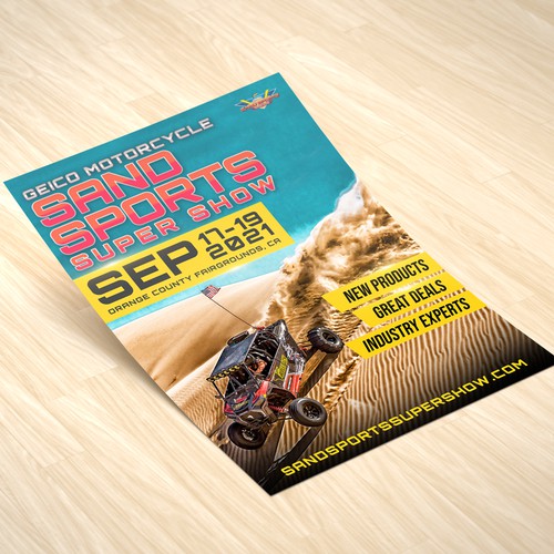 Sand design with the title 'Sand Sport Super Show Poster Design'