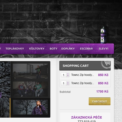 Clothing website with the title 'Urban clothing - Webshop design'