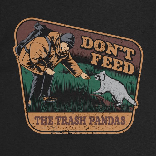 Hiking t-shirt with the title 'Animal meme hiking don't feed raccoon'