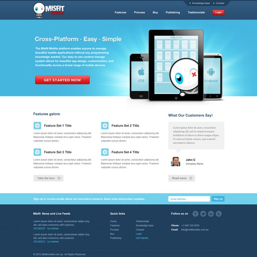 Internet website with the title 'Help www.misfitmobile.com.au with a new website design'