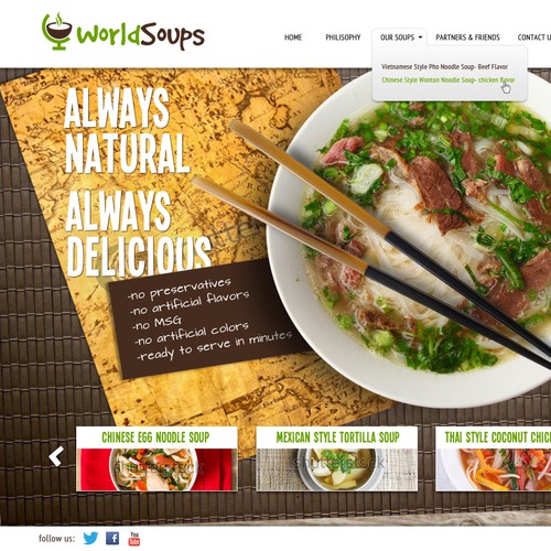 Product website with the title 'Website for a soup company'