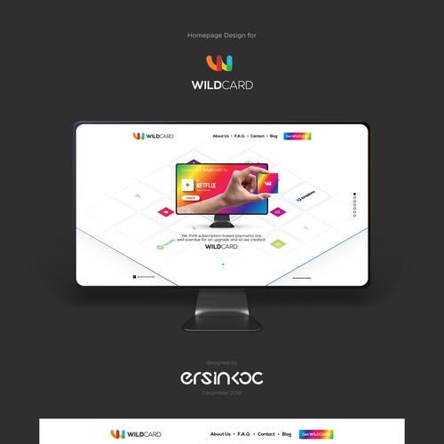 Credit card design with the title 'Landing page design for WildCard'