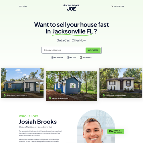 Real estate website with the title 'Lead Capture Website for Real Estate Investor'