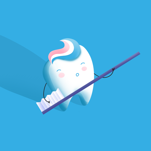 Cute artwork with the title 'Illustration for pediatric dental office'