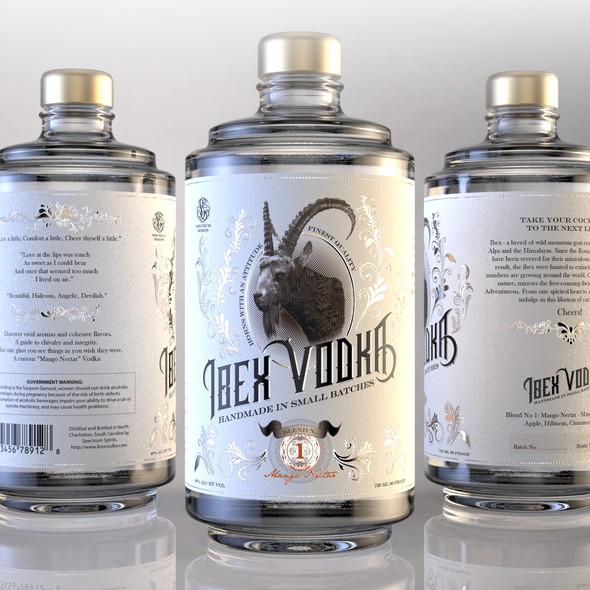3ds Max design with the title 'Vodka label design'