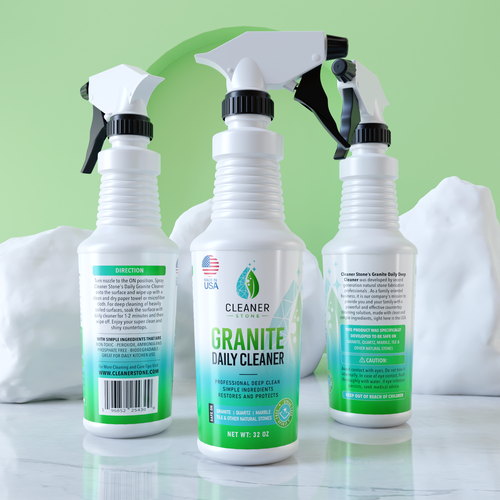 Professional packaging with the title 'Granite Cleaner Concept '