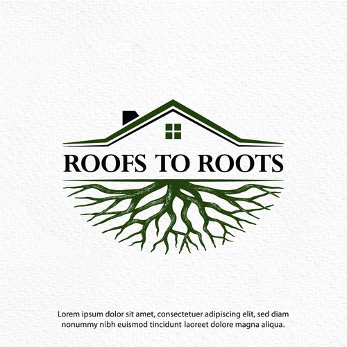 Roof design with the title 'House Roofs to Roots Logo'