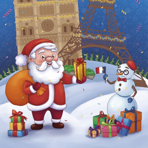 Present design with the title 'Illustration for children's New Year gift'