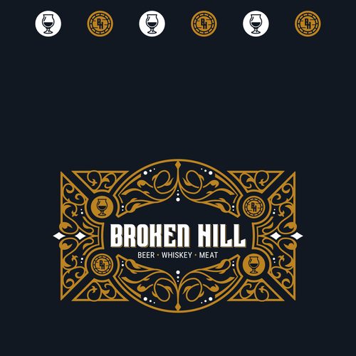 Playing card logo with the title 'Craft Beer and Whiskey Bar Logo'