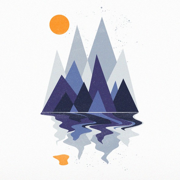 Grunge design with the title 'Mountain scene'