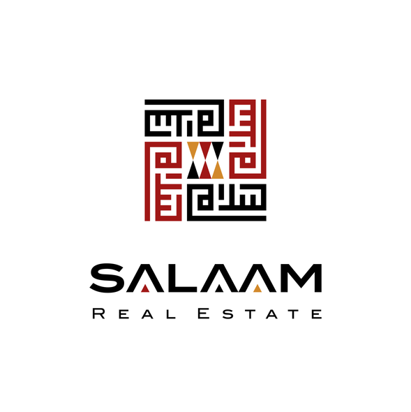 Arabic calligraphy design with the title 'Logo concept for SALAAM Real Estate'