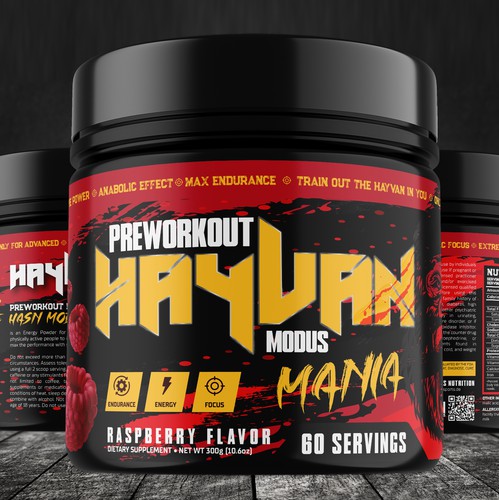 Extreme design with the title 'PREWORKOUT HAYVAN'