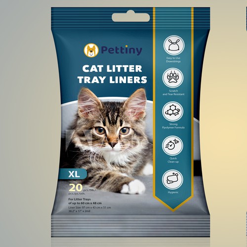 Animal packaging with the title 'Cat Litter Tray Liners Packaging'