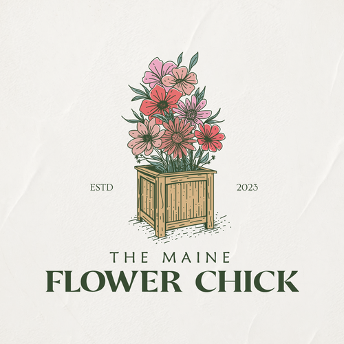Flower shop logo with the title 'Logo design for flower chick'