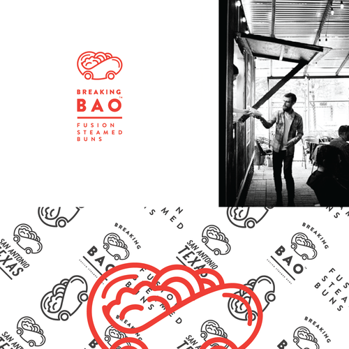 Food truck design with the title 'Breaking Bao logo concept'