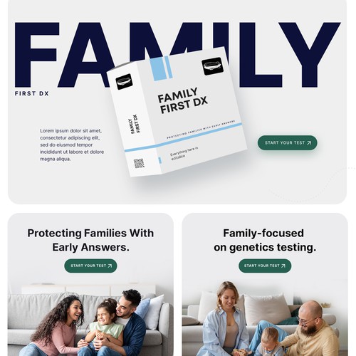 Professional website with the title 'Design a Modern, Premium Shopify Site for Family First Dx'