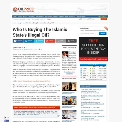 Article design with the title 'Oil Price'