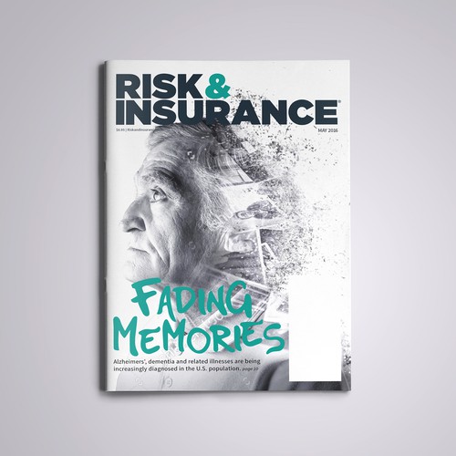 Composition design with the title 'Risk & Insurance Magazine Cover'