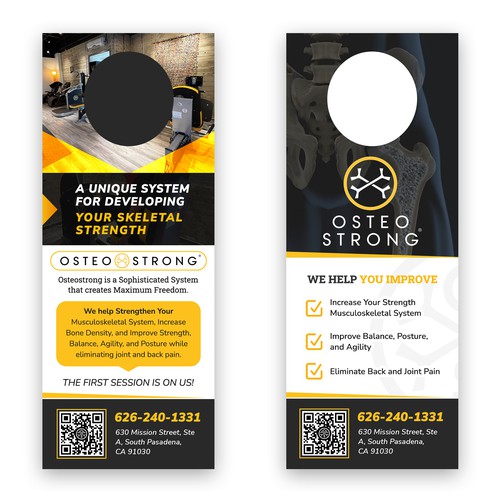 Door hanger design with the title 'Osteostrong Door Hanger'