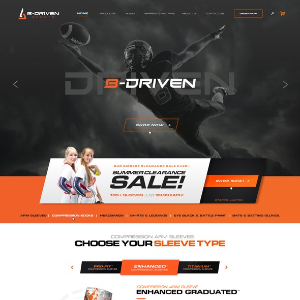 High-tech design with the title 'Advanced Tech Website for B-Driven - The Sports Apparel Co.'