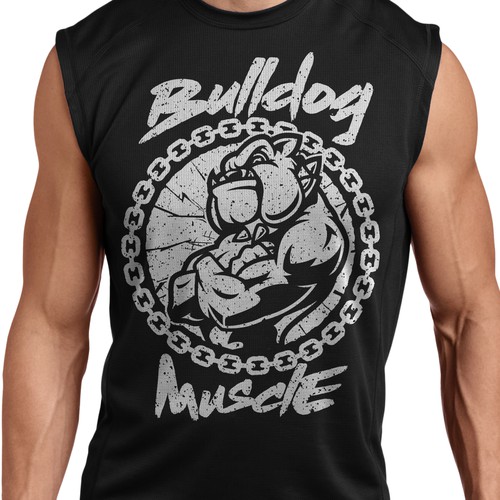 Fitness t-shirt with the title 'Bulldog Muscle'