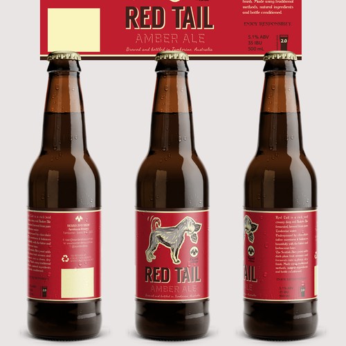 Brewery label with the title 'New Craft Beer Label - Red Tail'