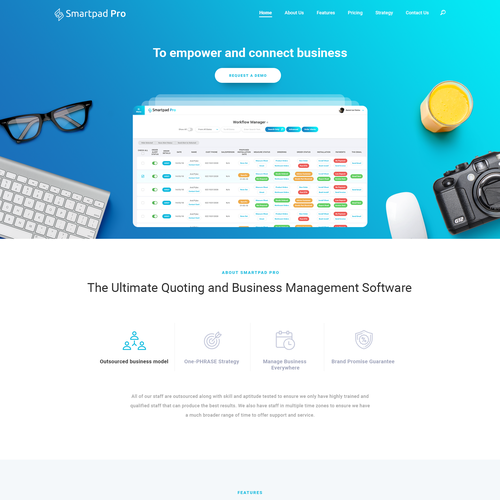 Contemporary website with the title 'Web Design for Smartpad Pro'