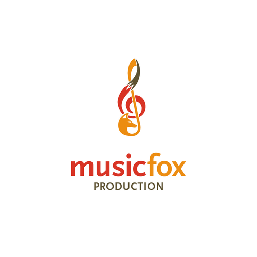 Orange and red logo with the title 'Music production logo'