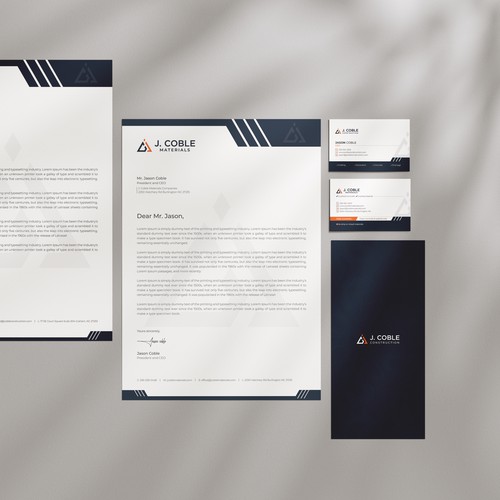 Letterhead design with the title 'High-End Professional Identity & Stationery Design for Construction & Materials Company'