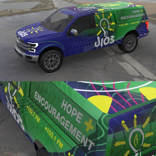 Radio station design with the title 'Car wrap - radio company'