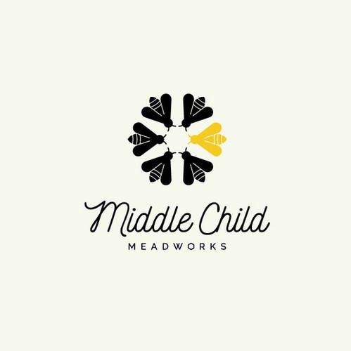 Honey bee logo with the title 'Logo for Middle Child Meadworks'