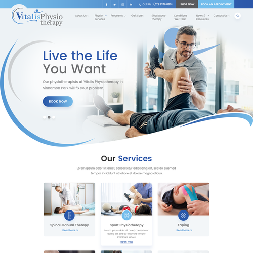 Clean website with the title 'Vitalis Physiotherapy'