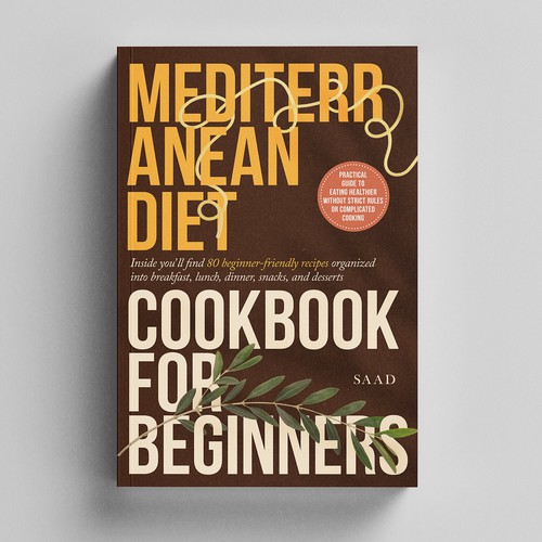 Book cover with the title 'Mediterranean Diet Cookbook for Beginners'