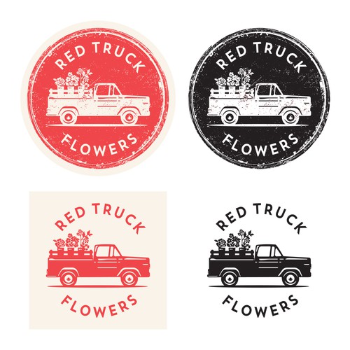 Stamp brand with the title 'Logo for Red Truck Floral'