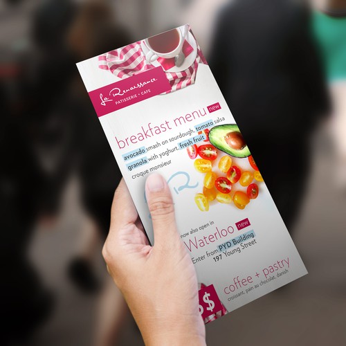 Cafeteria design with the title 'Modern sleek flyer for patisserie'