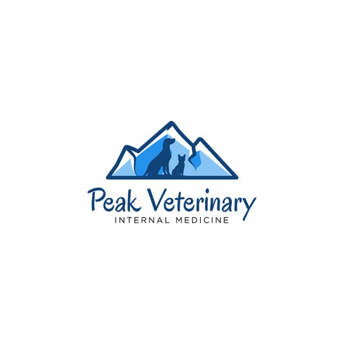 Pet shop design with the title 'Peak Veterinary Internal Medicine'