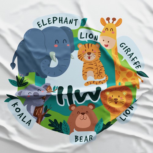 Zoo design with the title 'Animal Kids T-shirt'