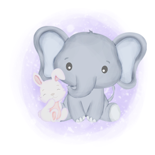 Friendship design with the title 'elephant and rabbit'
