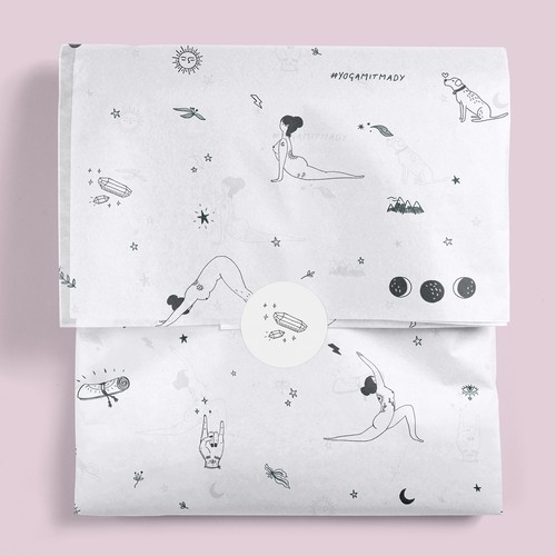 Pattern design artwork with the title 'Seamless yoga pattern '