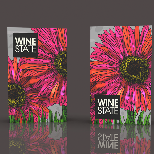 Wine packaging with the title 'WINE BOX WITH FLOWER'