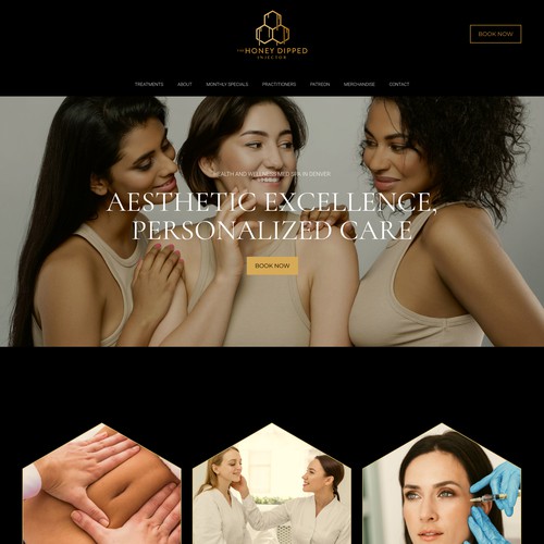 Weebly design with the title 'Clean and sophisticated website for Beauty Salon The Honey Dipped Injector Full Website'
