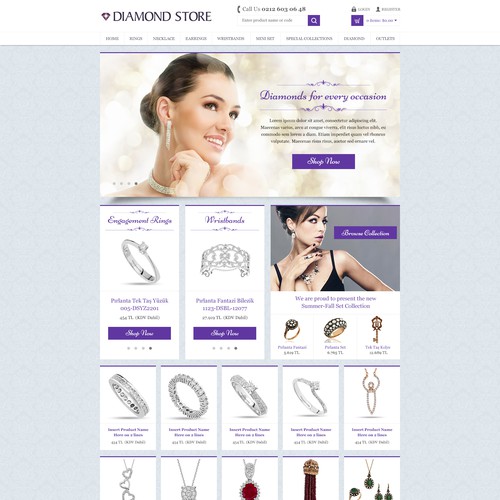 Purple website with the title 'Clean Diamon Store Design'