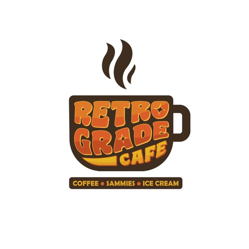 Funky logo with the title 'Retro Cafe Logo Design'