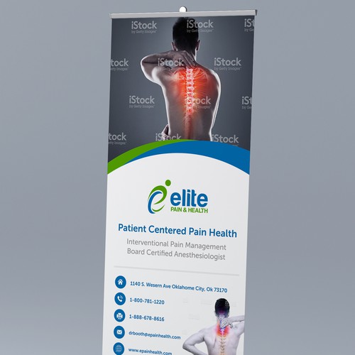 Rollup design with the title 'Modern neck & back pain banner layout'