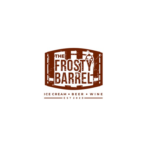 Warm logo with the title 'Rustic logo concepr for a wine bar that also serve ice cream'
